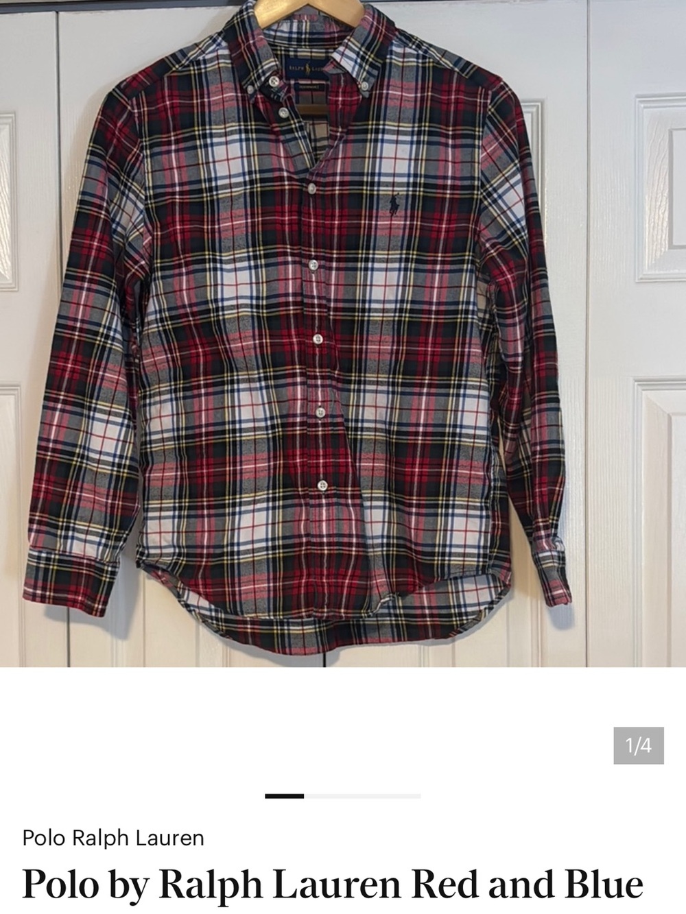Youth Ralph Lauren Red, Blue and White Plaid Button-Down Shirt